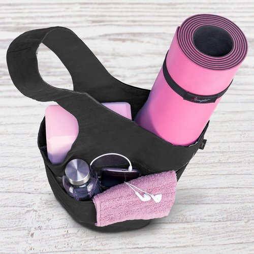 Zenifit Yoga Mat Bag ??Versatile Yoga Bag with Mat Straps & Storage Pockets, Holds Yoga & Pilates Mats, Lightweight & Durable, Full Black