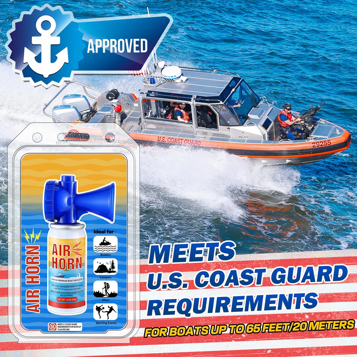 ElectricWise 1 Pack 1.4oz Mini Air Horn, 122DB Very Loud Air Horns Can, Marine Boat Horns for Safety, Meet Coast Guard, Fog Blow Horn Boat Accessories, Ideal for Boating, Camping, Hiking