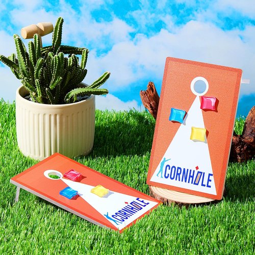 Weysat 4 Pack Cornhole Trophy Acrylic Cornhole Tournament Award Funny Medals Bulk Plaques Team Prize Gifts for Team Events Sports Contest Competition