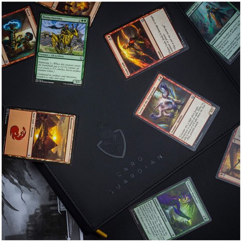 Card Guardian - 9 Pocket Premium Black Binder with Zipper for 360 Cards - Side Loading Pockets for Trading Card Games TCG (Black)