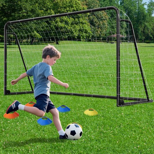 Docred 6x4/8x6/10x6.5/12x6/16x7ft Soccer Goals, Foldable Steel Soccer Goal for Backyard, Weatherproof Metal Soccer Goal for Teens/Adults Practice Training