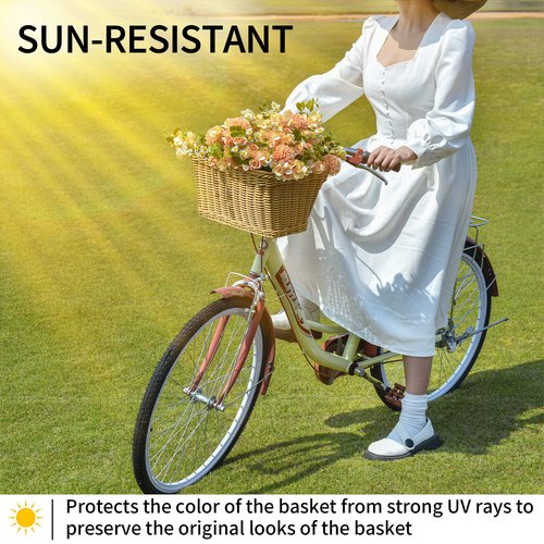 GRANNY SAYS Bike Basket, Wicker Basket for Bike, Hand-Woven Bicycle Basket, Detachable Wicker Front Handlebar Bike Basket