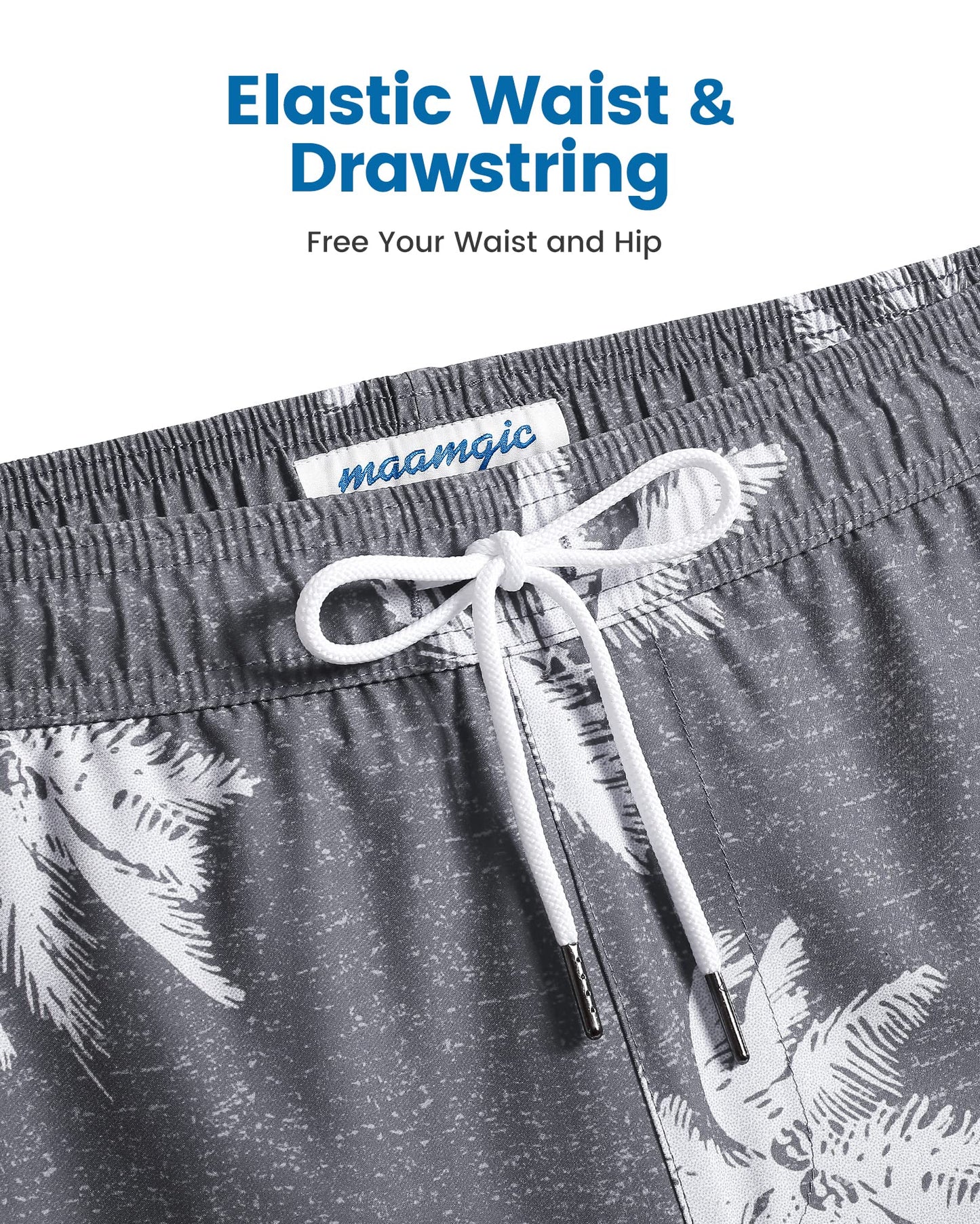 maamgic Swim Trunks Men 2 in 1 Mens Bathing Suit 7 Inch Quick Dry Mens Swimming Trunks with Zipper Pockets