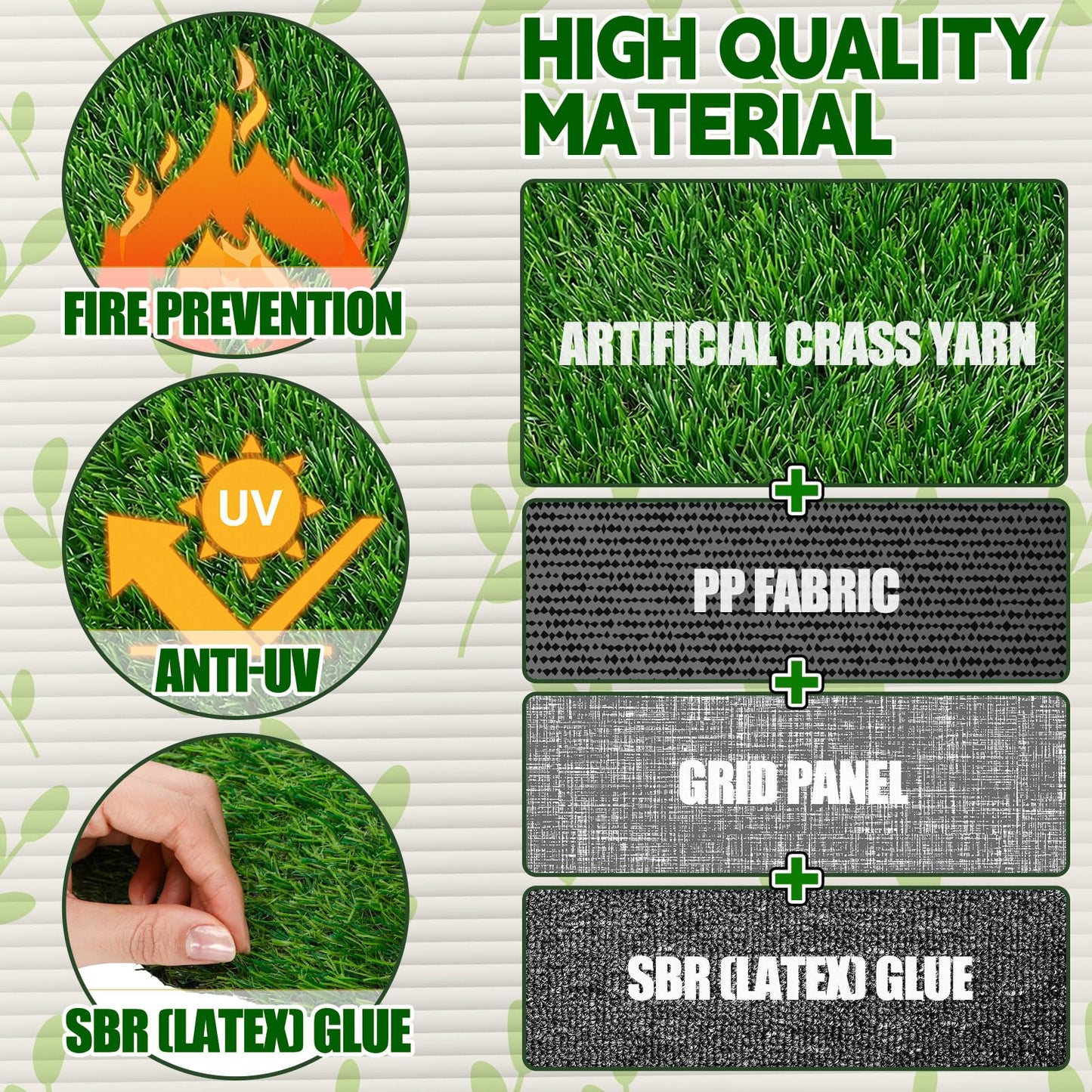 Gandeer 6 Pcs Golf Artificial Grass Mat Placemats for Golf Party Decorations Centerpieces for Table Green Fake Grass Tiles Placemats Birthday Party Decorations for Wedding Baby Shower
