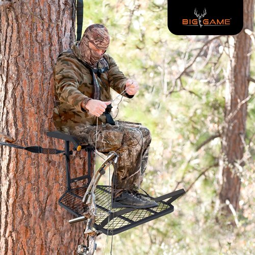 Big Game Captain XC Hang-On Treestand, Lightweight Steel Construction with 14 x 8 in. Flip-Back Flex-Tek Seat, 300 lbs Weight Rating