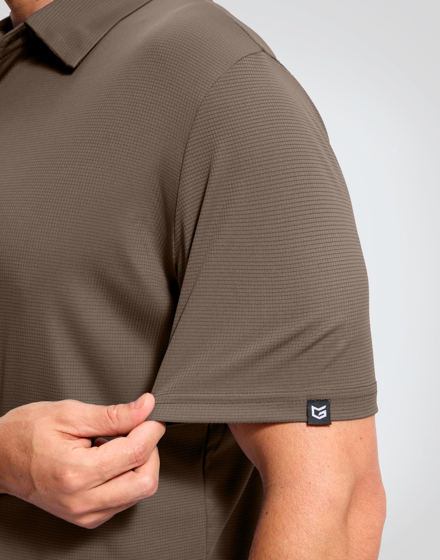 G Gradual Mens Golf Shirt Short Sleeve Dry Fit Moisture Wicking Lightweight Performance Athletic Grid Summer Collared Polo Shirts for Men(Brown,Large)