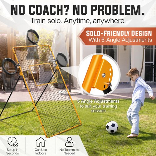 THNDRBOUNCE Adjustable Volleyball Rebounder Net - Volleyball Training Equipment with 3 Targets for accuracy, Sandbags, Carry Bag - Football Rebounder, Versatile Lacrosse Rebounder Net for Volley ball.