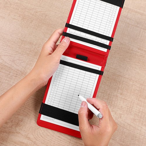 TIESOME Premium PU Leather Golf Scorecard Holder, Yardage Book Cover Score Card Holder with Built-in Pencil Loop, Black 6.9x4.3IN