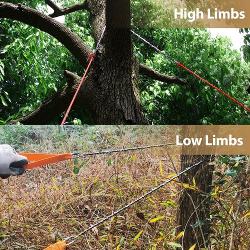SENSILIN Rope Saw for Tree Limbs, 55 Inch Chain Saw with 70 Sharp Teeth & 46 Feet Ropes Kit, High Limb Pocket Chainsaw