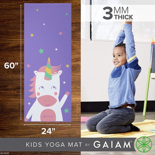 Gaiam Kids Yoga Mat Exercise Mat, Yoga for Kids with Fun Prints - Ideal for Babies, Active & Calm Toddlers and Young Children (60" L x 24" W x 3mm Thick) - Twinkle Toes