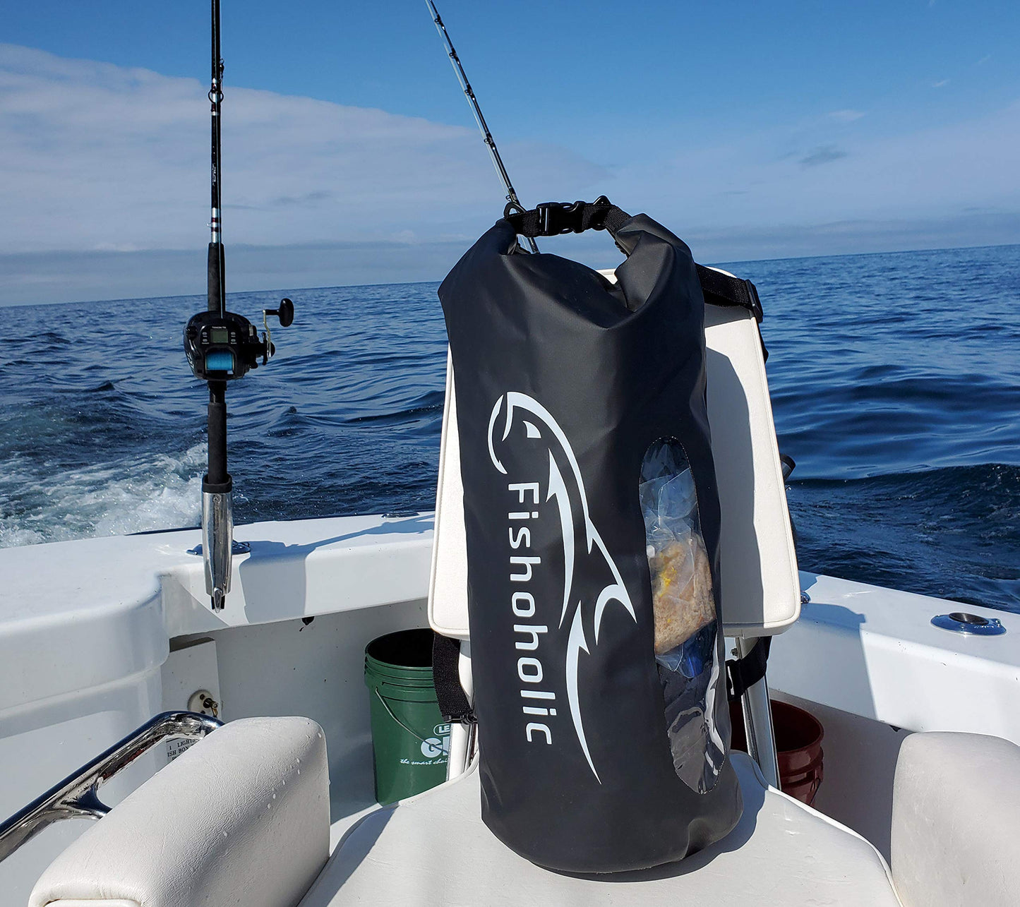 Fishoholic Dry Bag - Waterproof Gear Bags - Fail-Safe Snap - Made Tough & Durable for Kayaking Boating Fishing Hiking Camping Paddle Board & Tailgaiting (Blk, 30L)