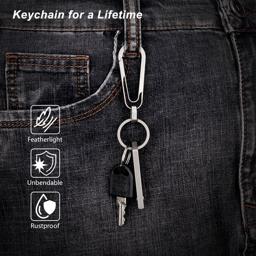 PJYTAC Carabiner Keychain Clip for Keys, 2 Inch Small Titanium Carabiner Heavy Duty Key Holder Clip with Key Ring, Quick Release, Anti-Lost, Llaveros para Hombres -1 Pack