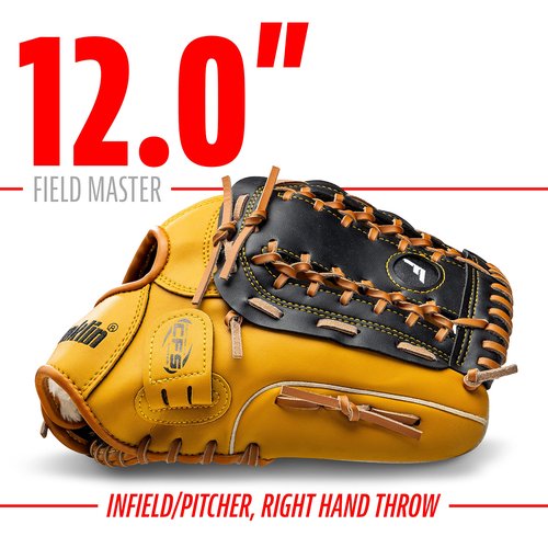 Franklin Sports Baseball and Softball Glove - Fieldmaster Adult + Youth Baseball Gloves - Men's + Women's Infield + Outfield Mitt - Right Hand Throw - 12"