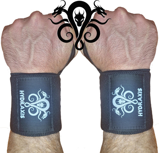 Hydraxis Weightlifting Wrist Wraps 18" Professional Quality Wrist Support with Heavy Duty Thumb Loop - Best Wrap for Powerlifting Competition, Strength Training, Bodybuilding