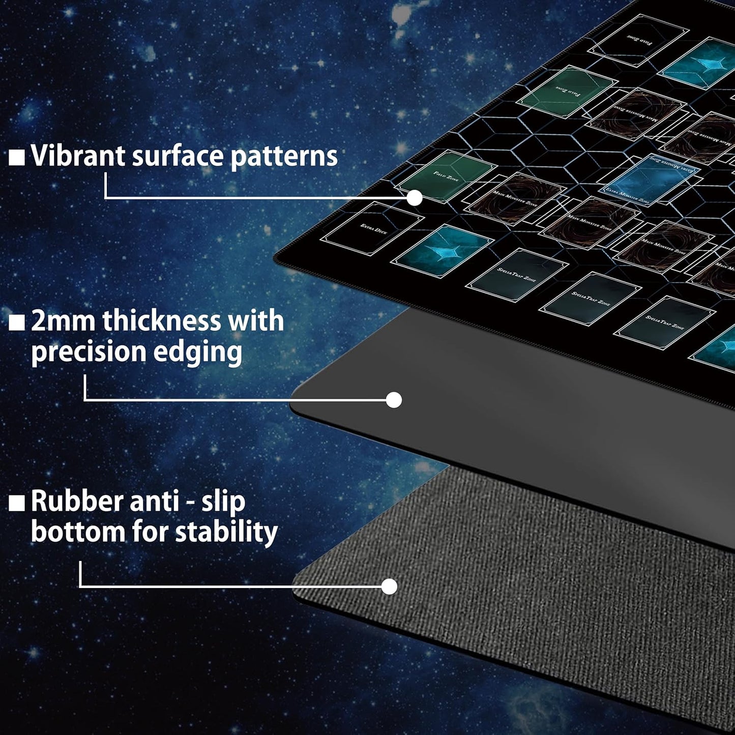 24x24 Rubber Unique dice and Storage Bag for yugioh playmat with Zones, Perfect for yugioh mat and Duel Disk Accessories (Black3)