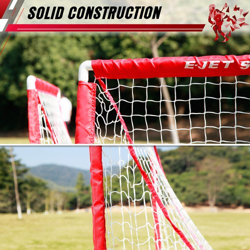eJet-Sport Lacrosse Goals for Youth & Kids Children Teens Backyard Training, Practice & Exercise, Set of 2, red