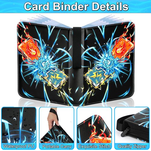Rkssws 9-Pocket Trading Card Binder, Holds 900 Cards with 50 Removable Sleeves, Creative Design Card Holder Album for Standard Size Cards, Portable Card Collect Display Case Gift for Boys Girls