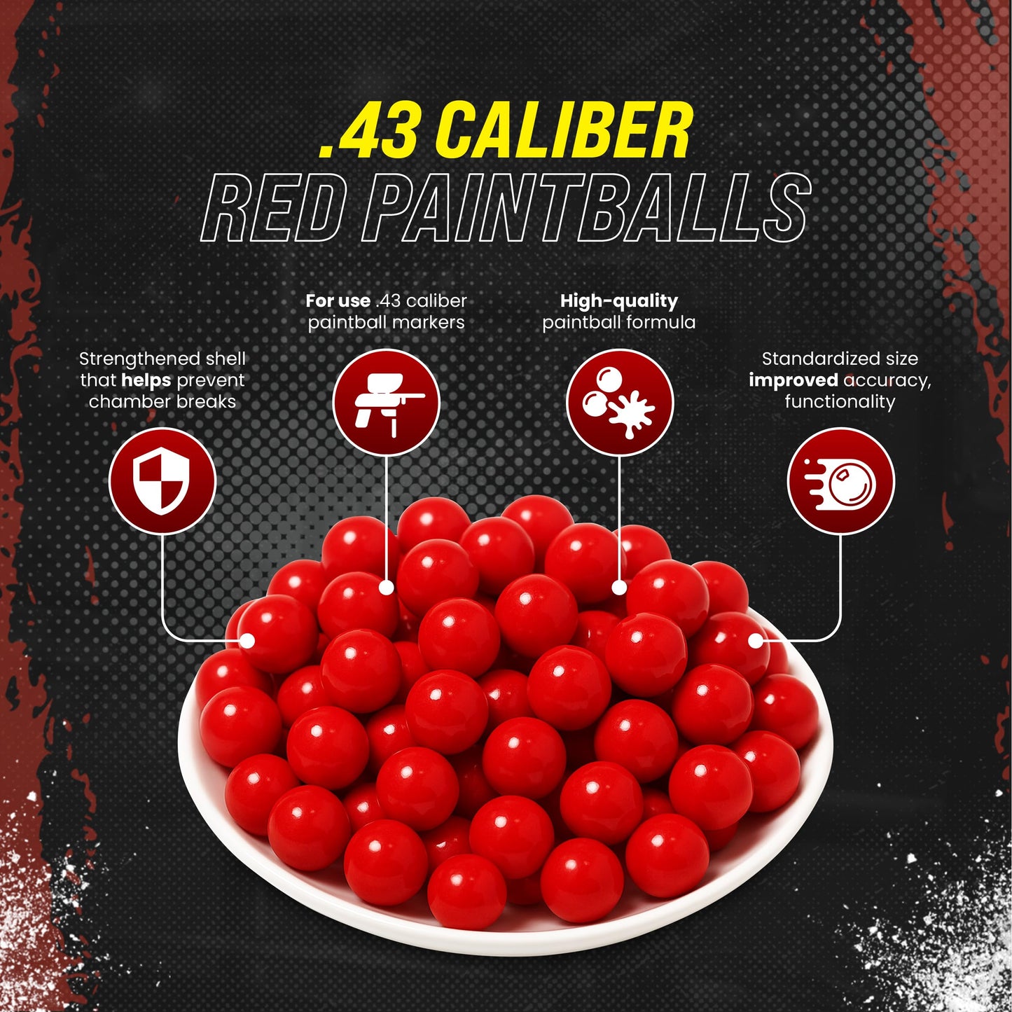 3Skull .43 Caliber Paintballs for Umarex T4E Paintball Pistols Blood Red Fill - 800 Count .43 Cal Ammo