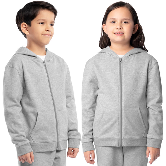Fruit of the Loom Unisex Kids Fleece Full Zip Hoodie Sweatshirt, Light Grey Heather, Large