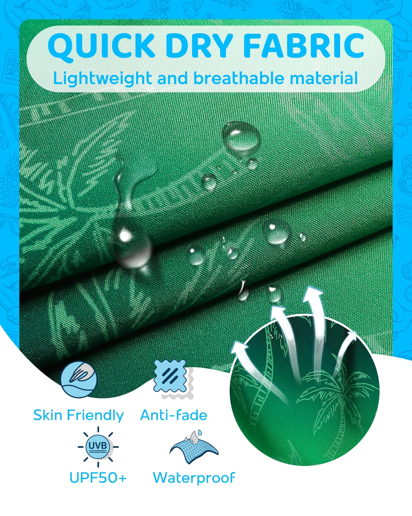 maamgic Boys Swim Trunks with Compression Liner 4-Way Stretch Quick Dry Bathing Suit Toddler Beach Shorts Green Coconut 4T
