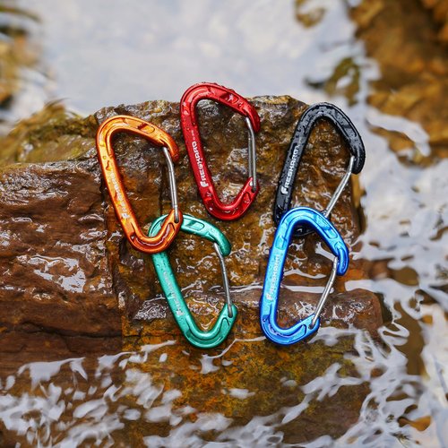 FresKaro Wiregate Carabiner Clip, 15kN Wire Gate Caribeener Heavy Duty, Caribeaner Spring Snap Hook, Strong, Lightweight, 5Pack for one of Each Color,Keychain, Key, Gym, Dog Collar, Outdoor Camping