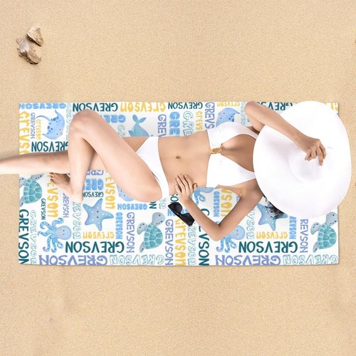 Personalized Dinosaur Beach Towel for Kids Boys,Custom Monogrammed Microfiber Beach Towels with Name Photo,Cutomized Quick Dry Bath Swim Towels for Travel Pool Swimming Seaside,Summer Vacation Gifts