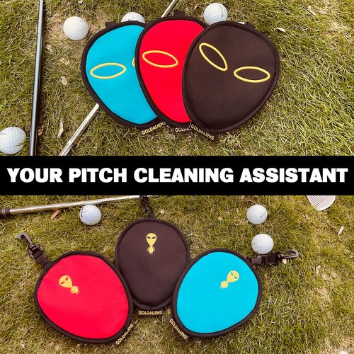 GOLDALIENS Golf Club Cleaner & Ball Cleaning Bag,Original Three-Layer Fabric Waterproof Technology,Golfer's Ultimate Green Clean Scrub Equipment Accessories (Black)