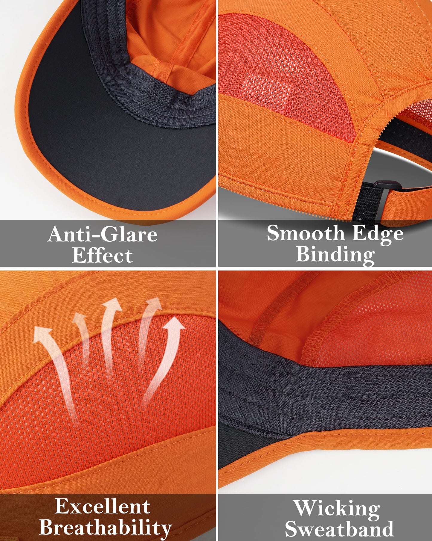 GADIEMKENSD Outdoor Running Hat Men's Dri Fit Cooling Baseball Cap UPF50 Quick Dry Golf Hats Breathable Mesh Sports Ball Caps for Workout Tennis Hiking 2Pack L Orange