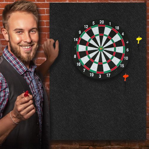 Mindsoft Extra Large Dart Board Wall Protectors Dart Board Backing Felt Wall Tiles Extended Length Dartboard Surround Cork Dartboard Backer Alternative with Bracket Hanging Kit(45 x 32 x 0.35 Inch)