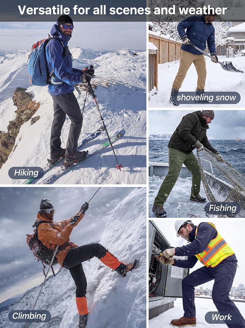 FREE SOLDIER Men's Fleece Lined Snow Ski Pants – Black 32W x 30L