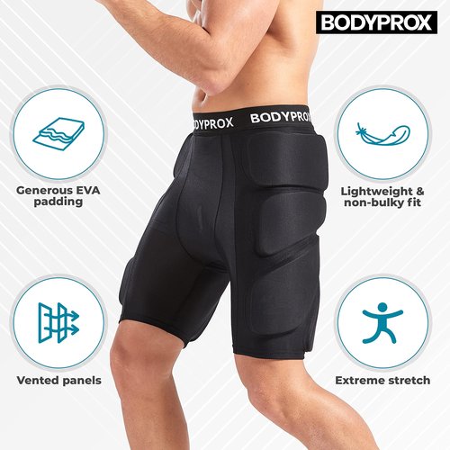 Bodyprox Protective Padded Shorts for Snowboard,Skate and Ski,3D Protection for Hip,Butt and Tailbone (Medium) Black