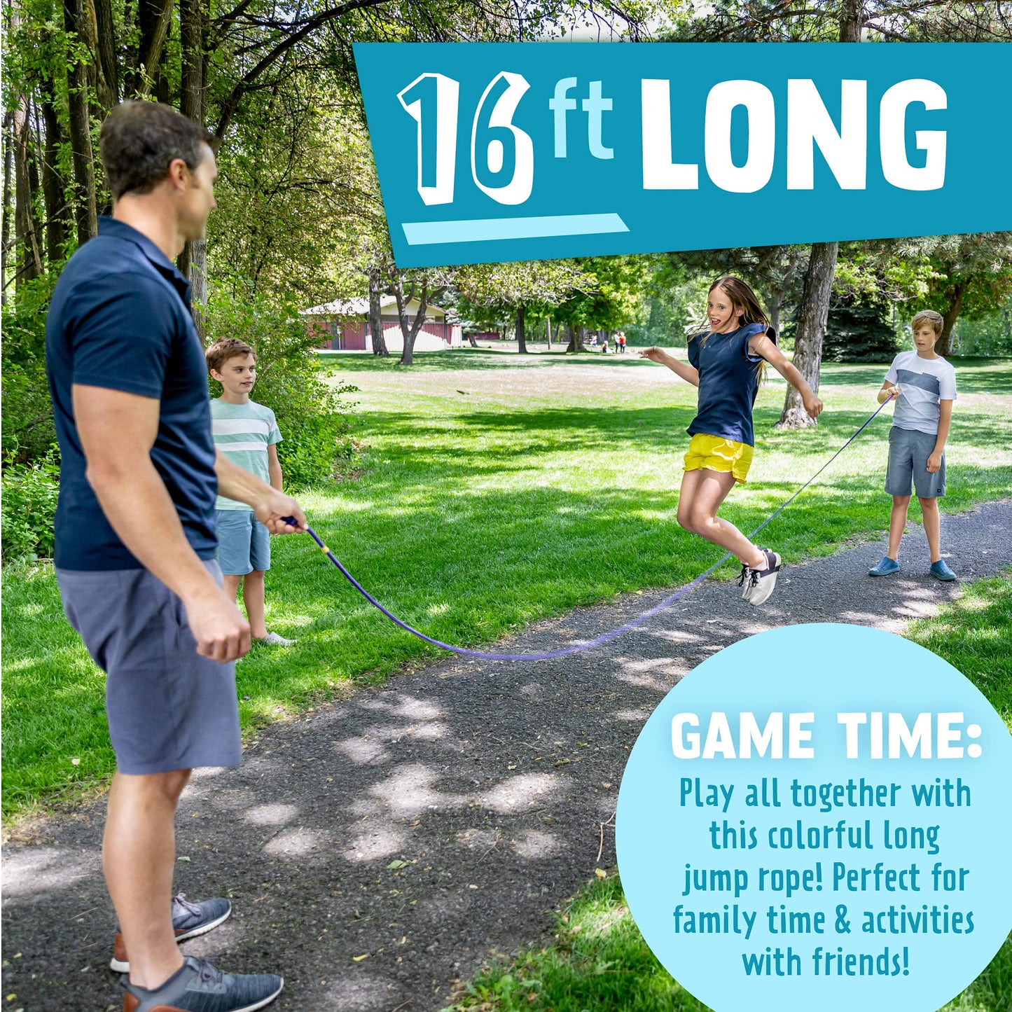 Just Jump It 16' Foot Single Jump Rope - Active Outdoor Youth Fitness - Double Dutch Length - Green Confetti