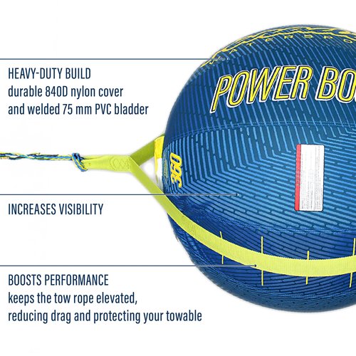 NorEast Outdoors Paradise Water Sports - Power Boost Ball with Tow Rope, Towable Tube Rope, Performance Power Boost Ball - Blue/Yellow
