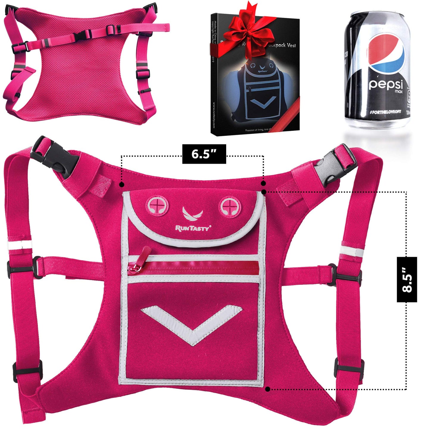 Running Mini Backpack Vest for Men & Women - Hi-viz gear, Holds Valuables, any Phone - Ideal for Fitness, Walking, Cycling!