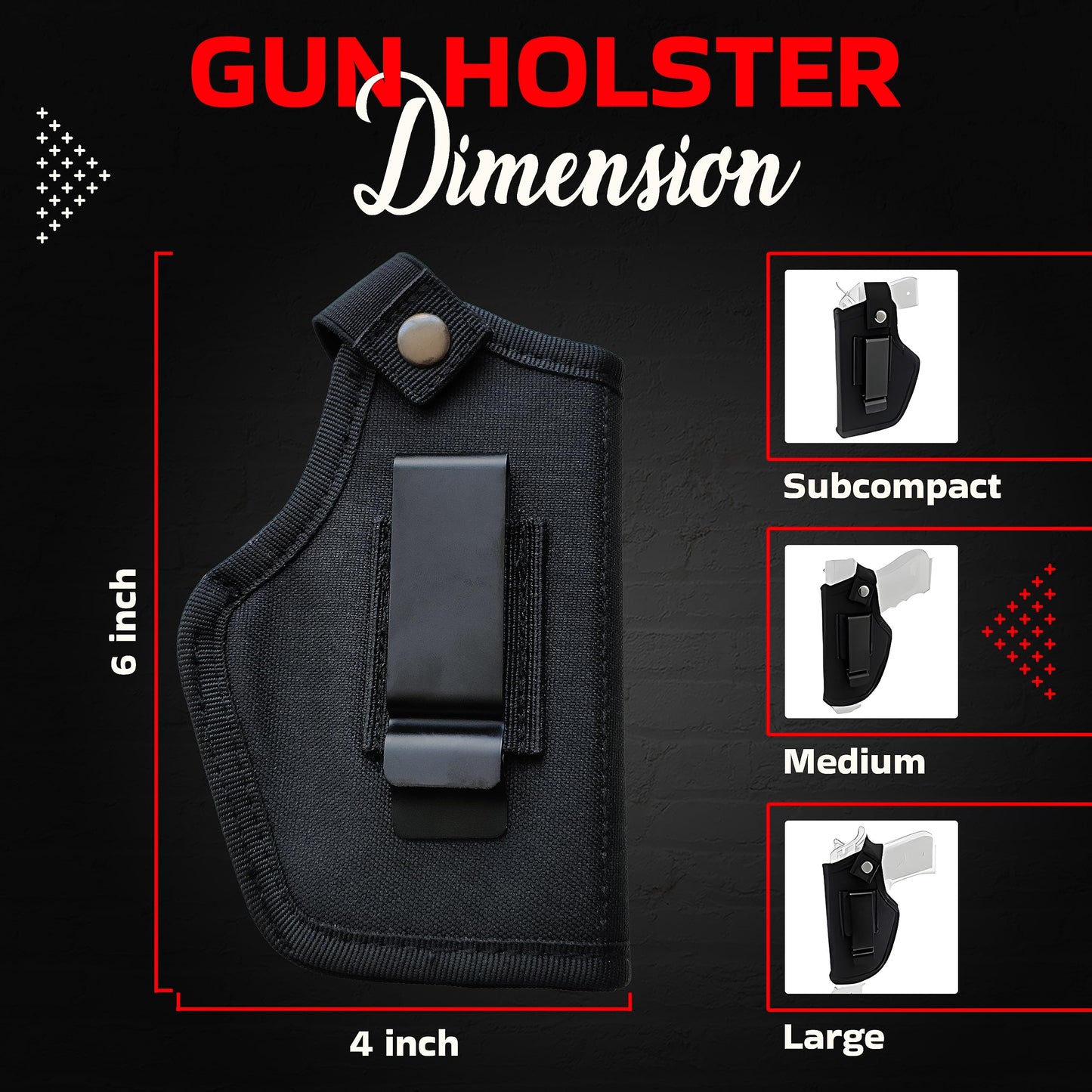 Universal Gun Holster for Men & Women, IWB/OWB Waist Belt Pistol Holster Fits for Taurus Glock Sig M&P Ruger 380 9mm Airsoft Gun Holsters for Concealed Carry Pistol Holder Right/Left Hand