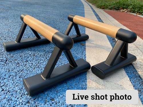 SELEWAERE Wood Parallettes Floor Workout Push Up Handles Non-Slip Pushup Bars Handstand Bars for Calisthenic Fitness Solid Wood with Sturdy Steel Tubing Feet, Load up to 600 lbs