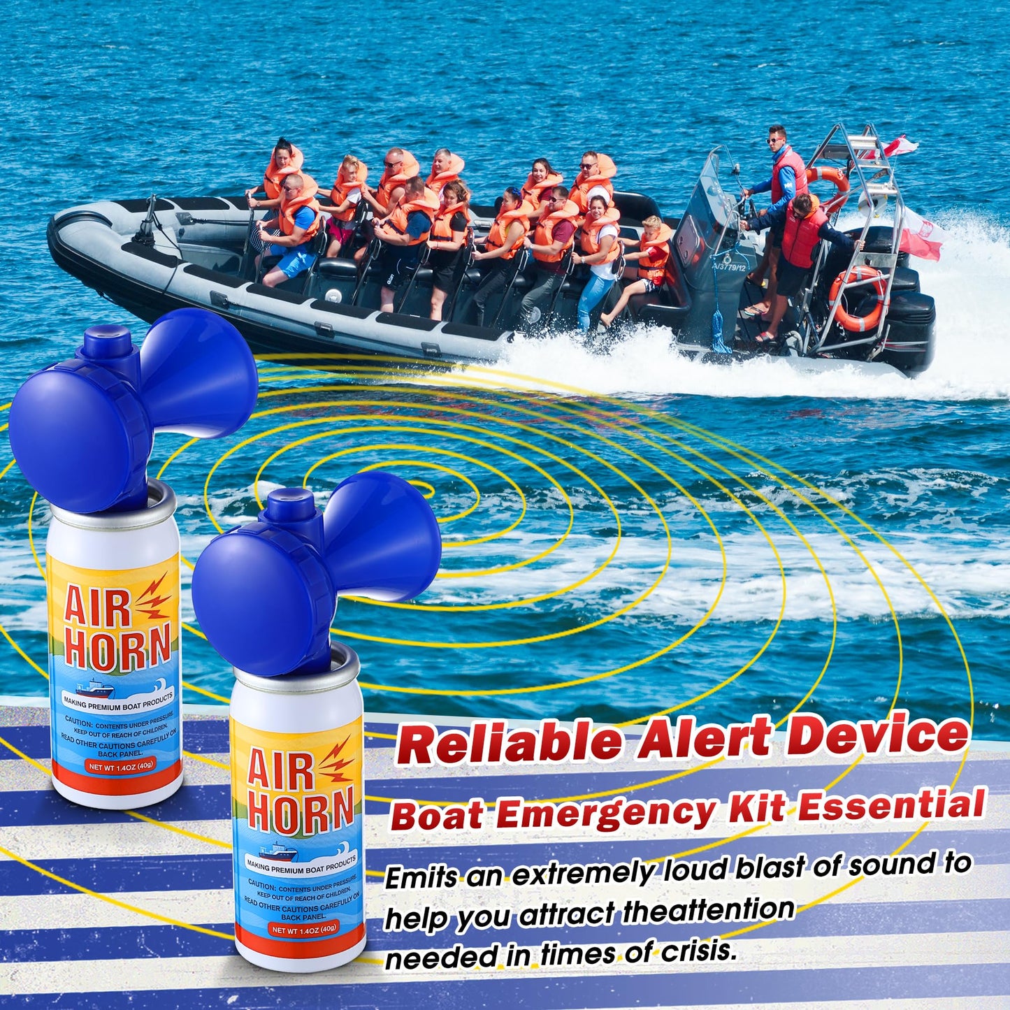 ElectricWise 1 Pack 1.4oz Mini Air Horn, 122DB Very Loud Air Horns Can, Marine Boat Horns for Safety, Meet Coast Guard, Fog Blow Horn Boat Accessories, Ideal for Boating, Camping, Hiking