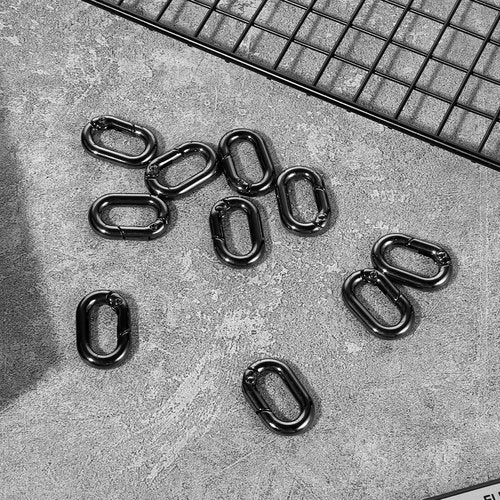 Giantree 10Pack 1 Inch Small Carabiner Clip, Metal Tiny Oval Carabiner Spring O Rings Hooks, for Lanyard Keychain, Car Key Rings Hook Dog Tag Clips Purse Keychain Replacement (Black)