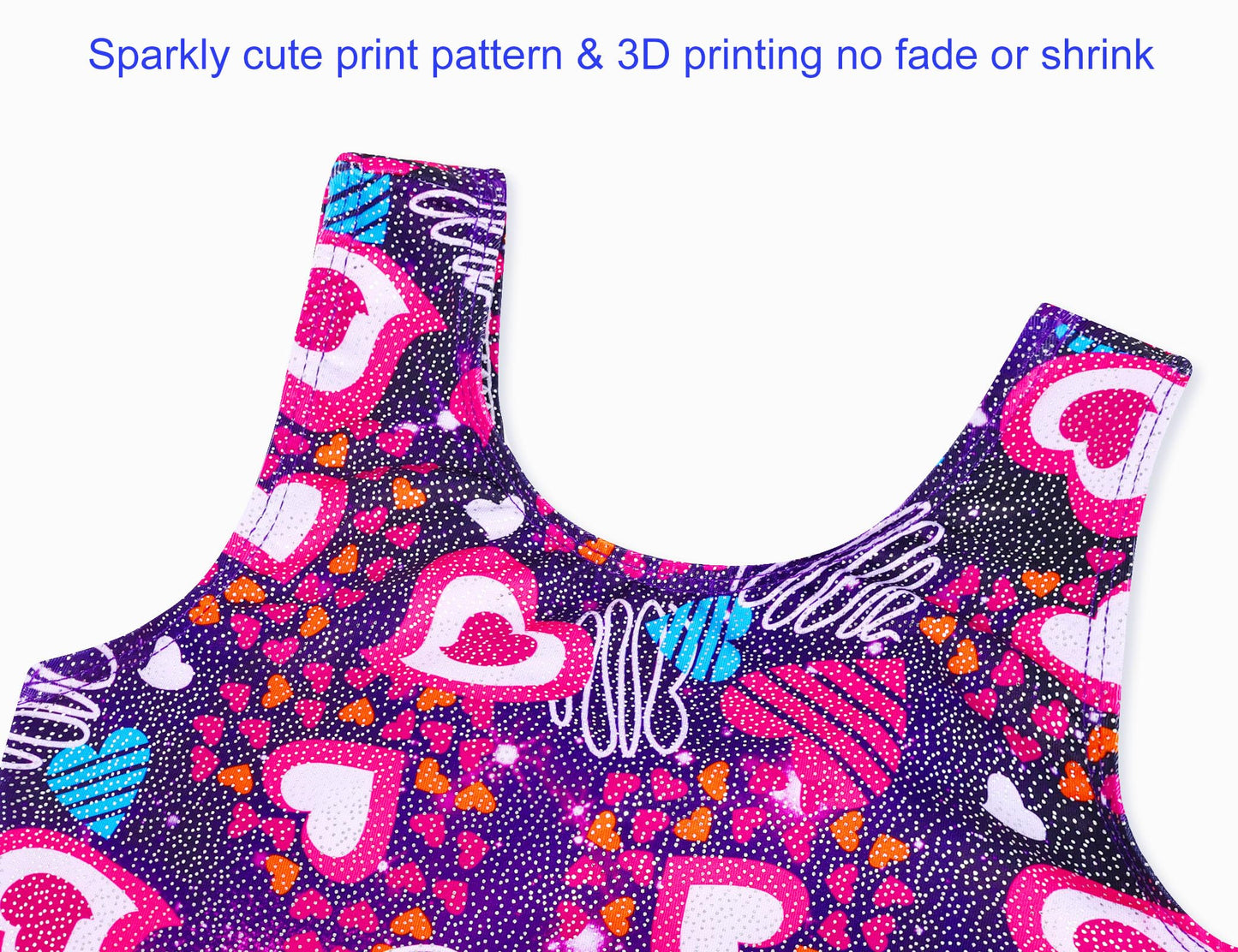 Domusgo Leotard for Girls Gymnastics Size 3t 4t Sparkly Pink Heart Love One Piece Biketard with Shorts