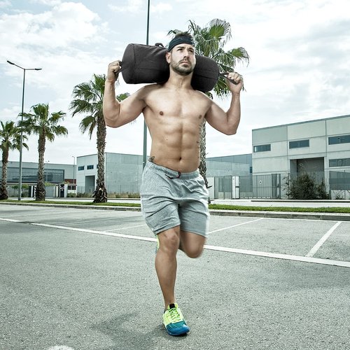 Uboway Workout Sandbag with Handles: Heavy Duty Sandbag Trainer with 6 Rubber Handles Work Out Equipment for Home Gym 40 lbs Adjustable Crossfit Sand Bags Weights Fitness