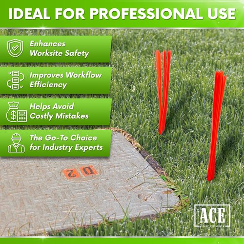 ACE Supply Orange Marking Whiskers - 250 Pack - Durable Marking Whisker Set - Use Survey Whiskers As Survey Stakes, Construction Markers, Or Trail Markers