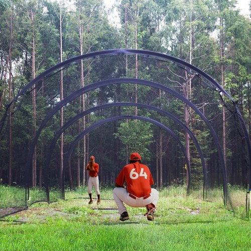 Upgrade 30FT Baseball and Softball Batting Cage Net and Frame, Large Batting Cages Net with Steel Frame for Home - Backyard Batting Cage with Pitching Backstop and Carry Bag