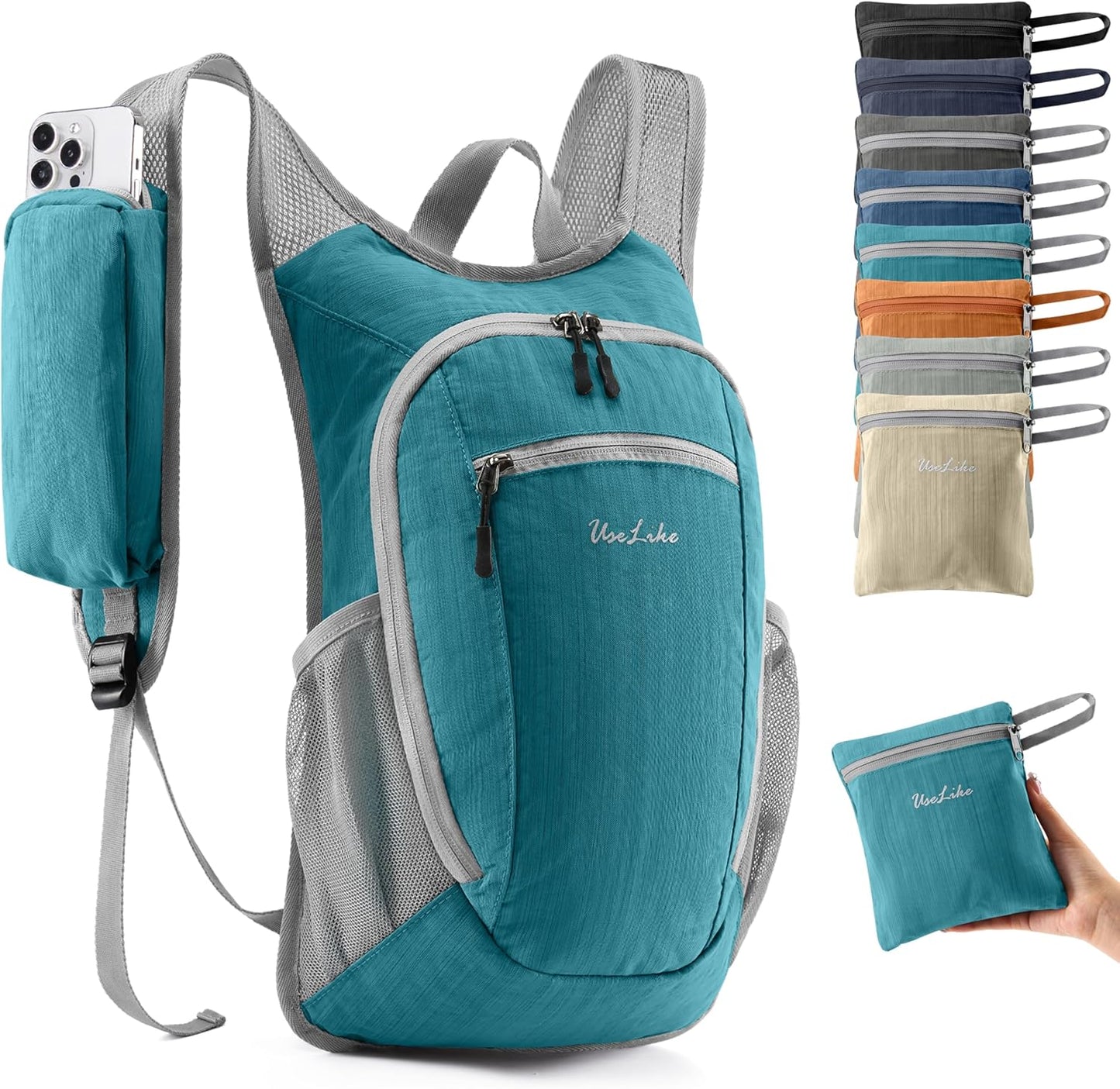 10L Small Hiking Backpack Travel Daypack Lightweight Packable Back Pack for Women Men(Black)