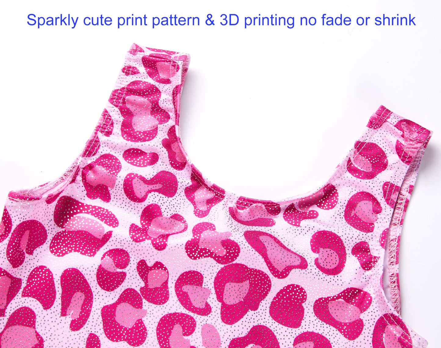 Domusgo Leotard for Girls Gymnastics Size 3t 4t Sleeveless Blingbling Pink Cheetah Biketards with Shorts