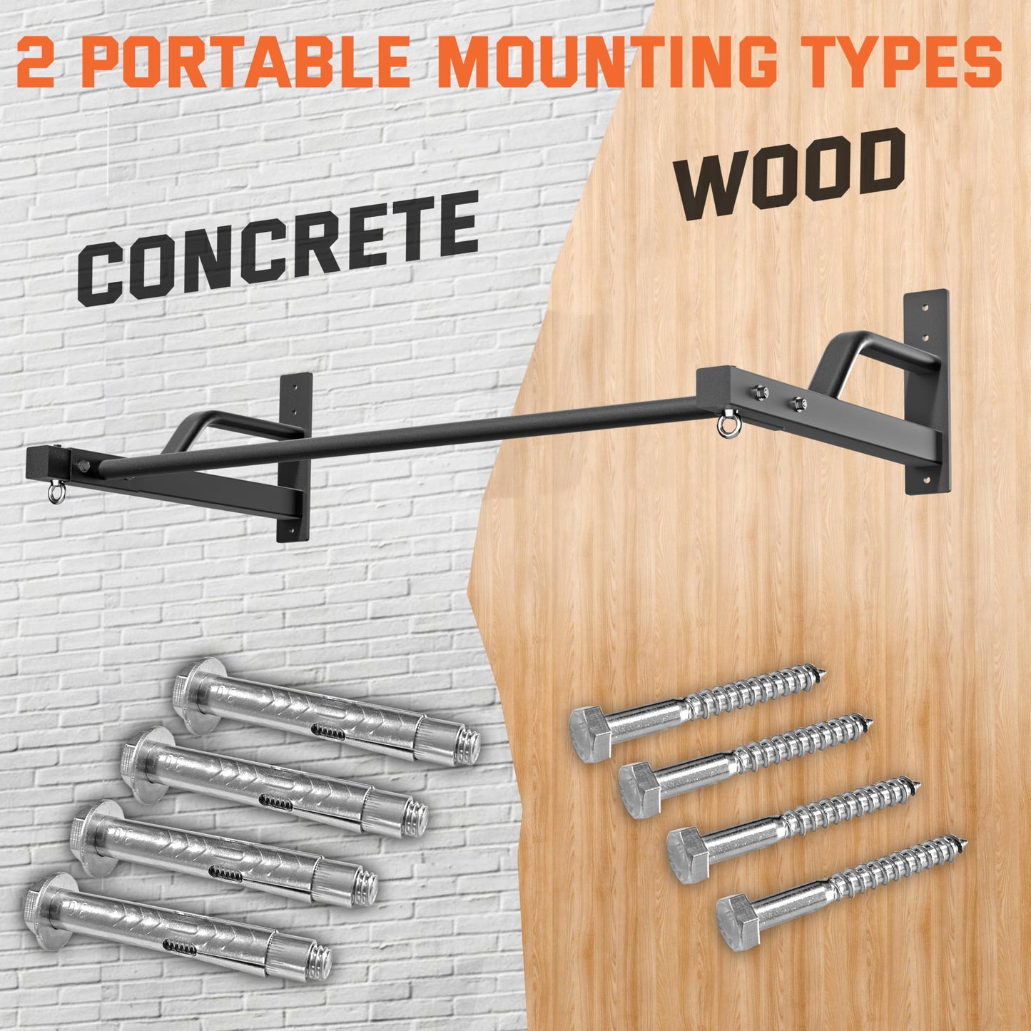 2025 Upgrade Pull Up Bar Wall Mounted - 600 lbs Heavy Duty Strength Training Pull-Up Bars, Ideal Rogue Pull Up Bar for Home and Commercial Gym, Easy Installation Chin Up Bar, Versatile Garage Pullup Bar