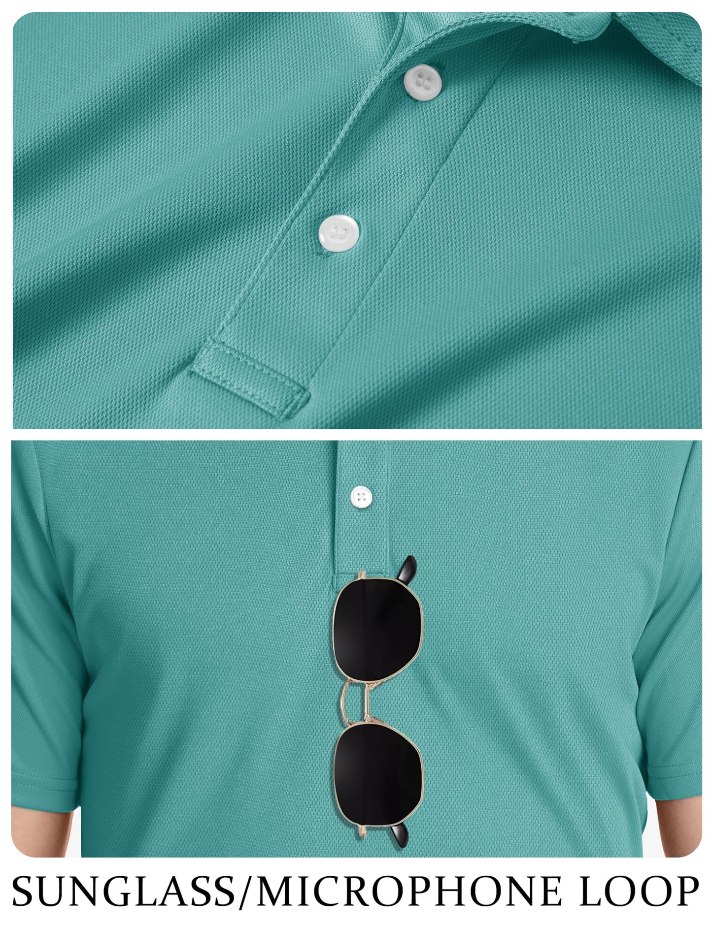 TACVASEN Mens Golf Shirt Dry Fit Mens Polo Shirts Short Sleeve Performance Golf Polos for Men with Collar Work Shirts Light Green, 3XL