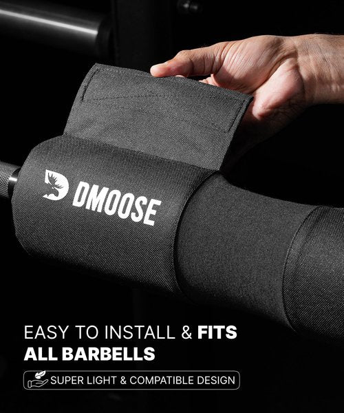 DMoose Barbell Pad, Relief Pressure from Neck, Shoulder, & Provide Lower Back Support, Non-Slip EVA Foam Squat Pad with Safety Straps, Hip Thrust Pad for Squats, Lunges - For Standard & Olympic Bars