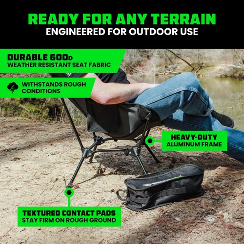 Rhino USA Portable Camping Chair (400lbs Capacity) - Collapsible Compact Lightweight Camp Chair for Backpacking, Hiking & Fishing - Small Foldable and Portable Camping Chairs for Adults and Kids