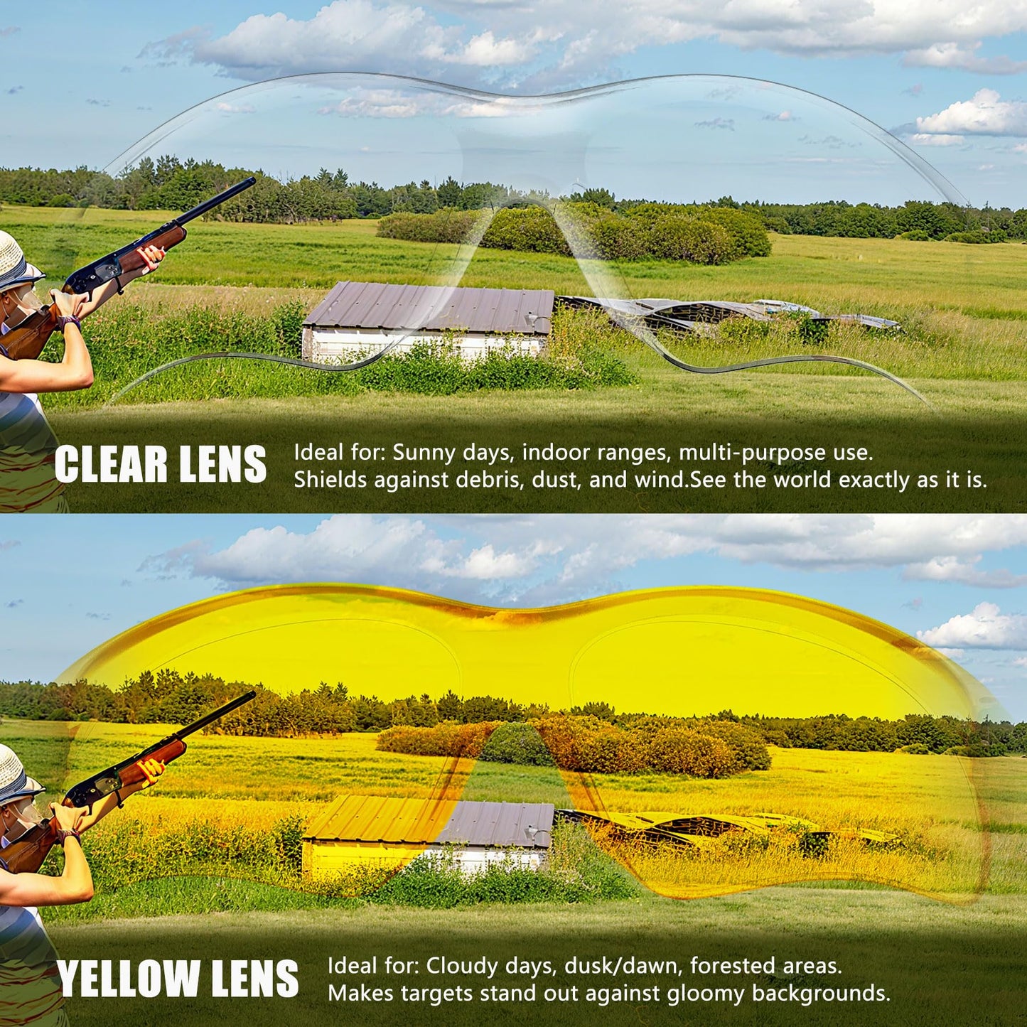 LaneTop Shooting Glasses for Youth & Small Face Adults - Anti-Fog, UV Protection, Adjustable Arms - ANSI Z87.1 Certified Safety Glasses for Shooting Range- Clear Lens
