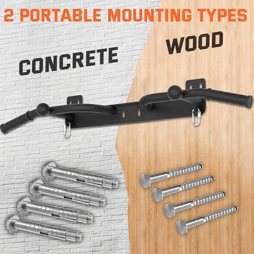 HWOOUSA Wall Mounted Pull Up Bar - Heavy Duty Chin Up Bar, Pull-Up Bar for Garage, Joist, Wall Mount - Multifunctional Fitness Bar, Supports up to 600 Lbs